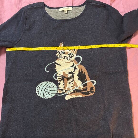 Astrologie Cat Ball of Yarn Pullover Intarsia Navy Blue Sweater size Large - Picture 5 of 12